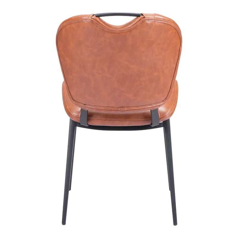 Chaise de salle à manger moderne en similicuir, marron vintage, pieds en métal noir