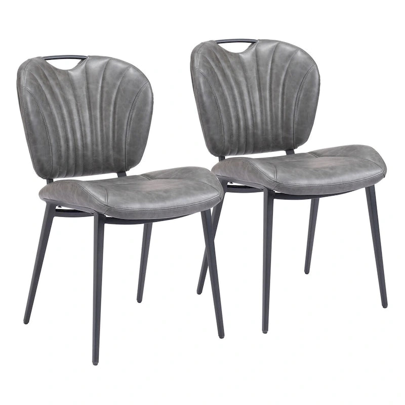 Chaise de salle à manger moderne en similicuir, marron vintage, pieds en métal noir