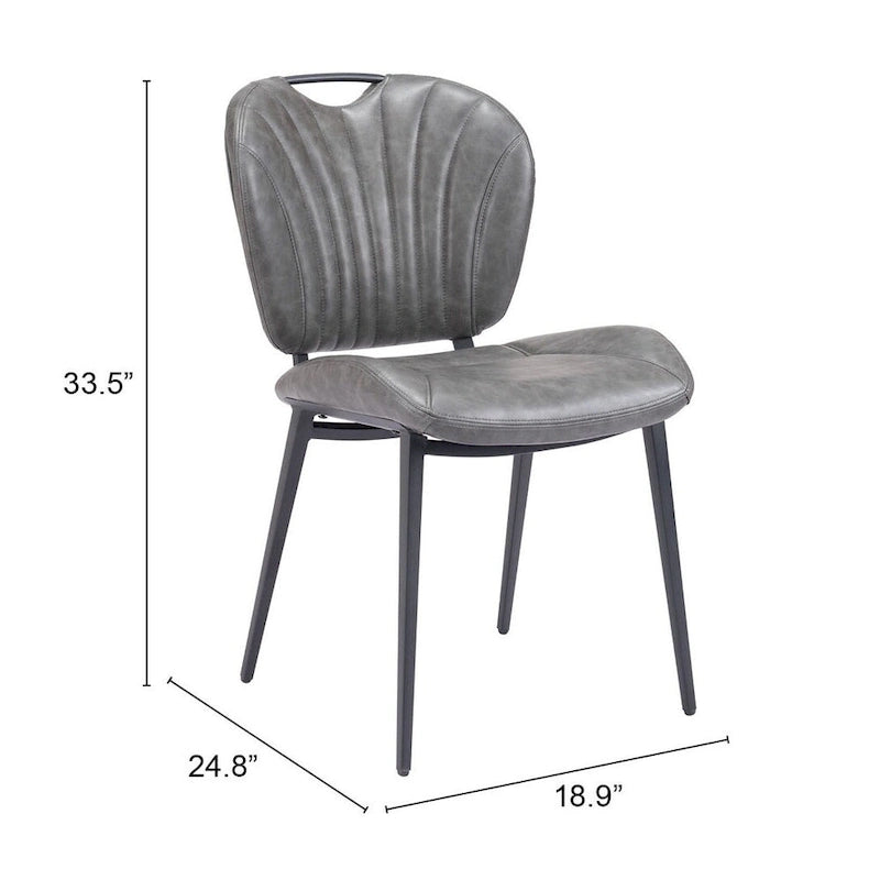 Chaise de salle à manger moderne en similicuir, marron vintage, pieds en métal noir