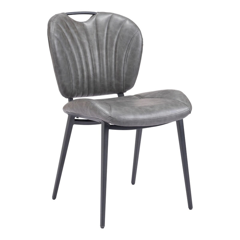 Chaise de salle à manger moderne en similicuir, marron vintage, pieds en métal noir