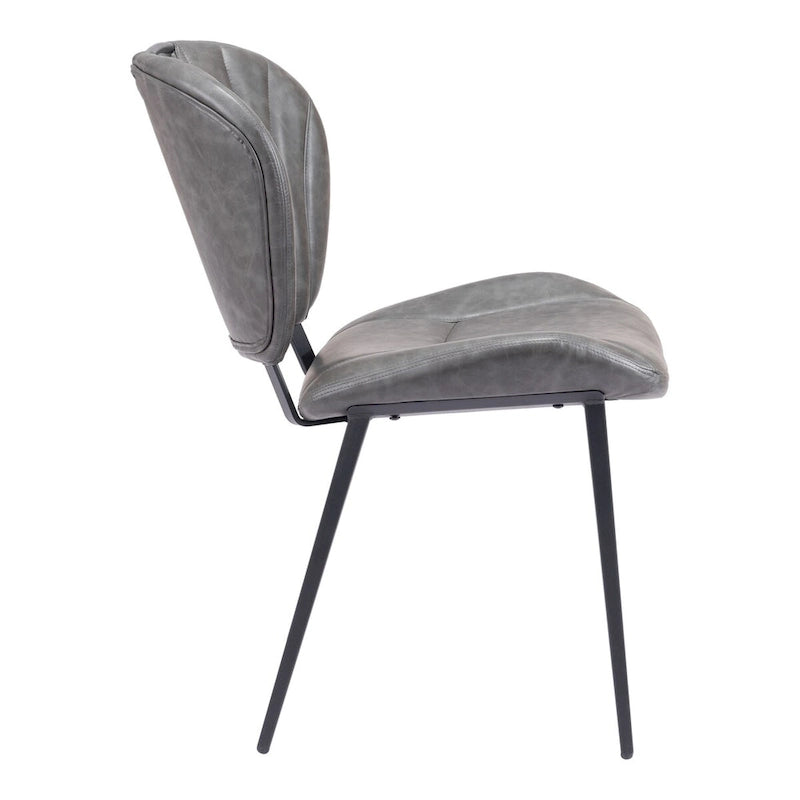 Chaise de salle à manger moderne en similicuir, marron vintage, pieds en métal noir