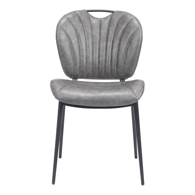 Chaise de salle à manger moderne en similicuir, marron vintage, pieds en métal noir