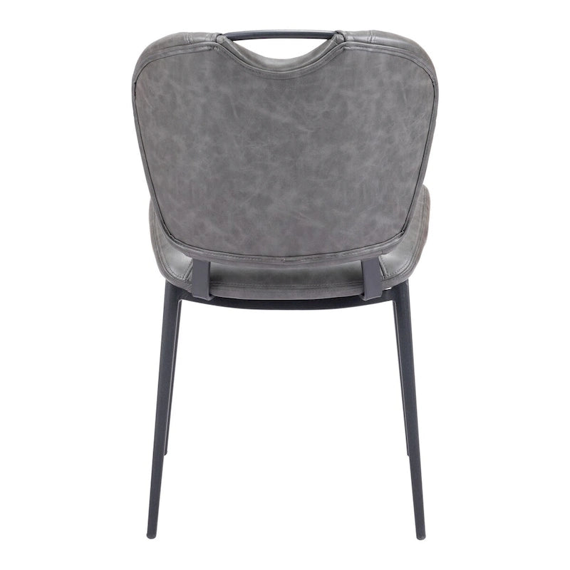 Chaise de salle à manger moderne en similicuir, marron vintage, pieds en métal noir