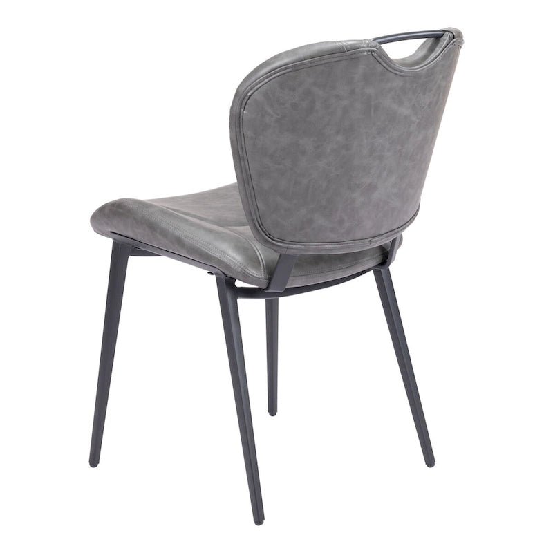 Chaise de salle à manger moderne en similicuir, marron vintage, pieds en métal noir