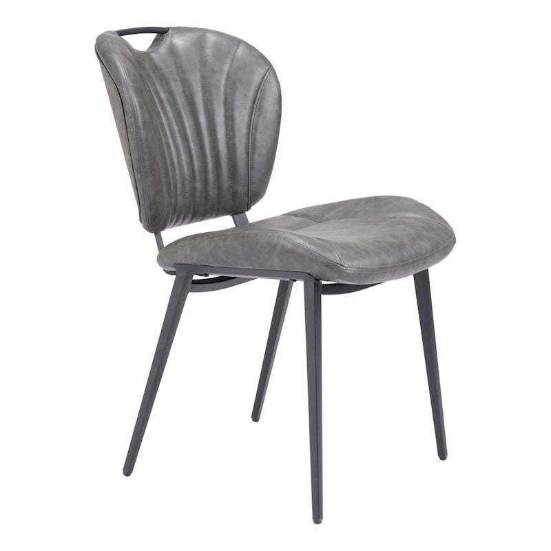 Chaise de salle à manger moderne en similicuir, marron vintage, pieds en métal noir