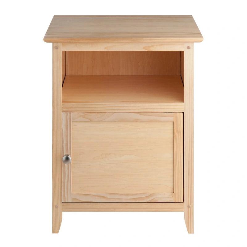 Table d'appoint ou de chevet en bois naturel noir avec porte de rangement