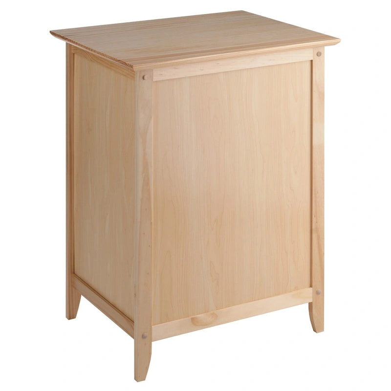 Table d'appoint ou de chevet en bois naturel noir avec porte de rangement
