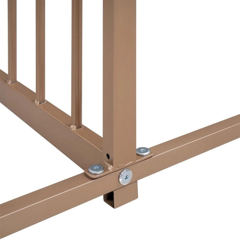 Lit plateforme en forme de maison en métal avec barrières de sécurité Noir et or