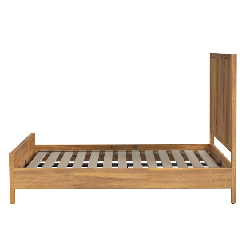 Lit à panneaux de style Shaker en pin naturel avec tête de lit en bois massif Trois coloris au choix