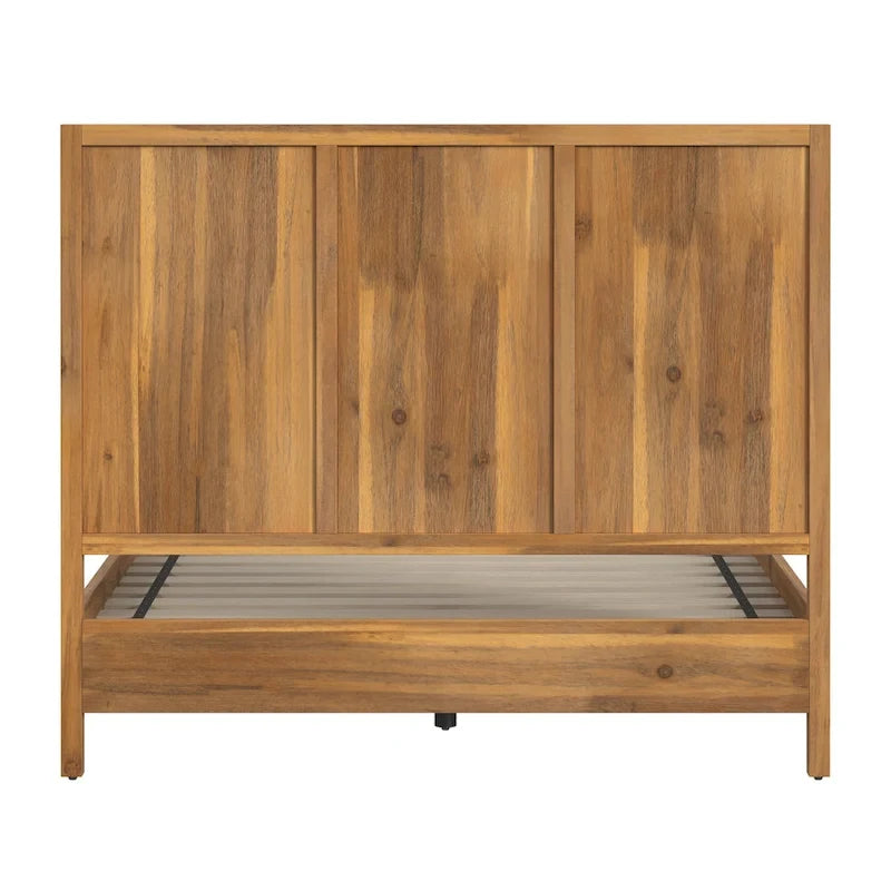 Lit à panneaux de style Shaker en pin naturel avec tête de lit en bois massif Trois coloris au choix
