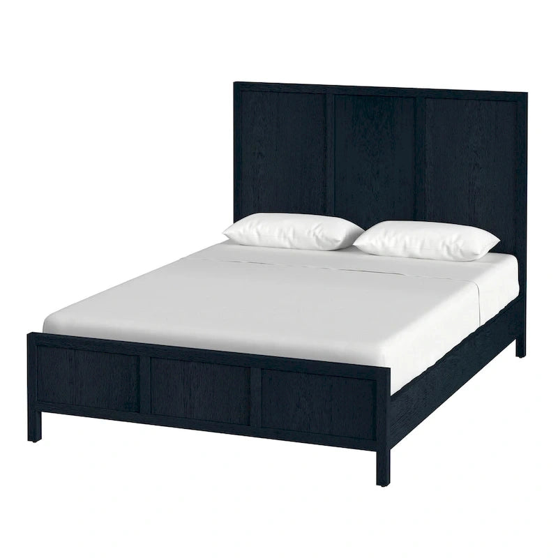 Lit à panneaux de style Shaker en pin naturel avec tête de lit en bois massif Trois coloris au choix