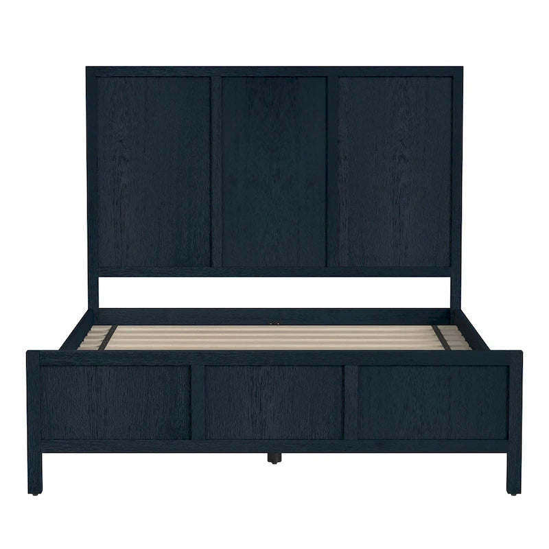 Lit à panneaux de style Shaker en pin naturel avec tête de lit en bois massif Trois coloris au choix