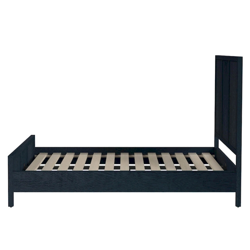 Lit à panneaux de style Shaker en pin naturel avec tête de lit en bois massif Trois coloris au choix