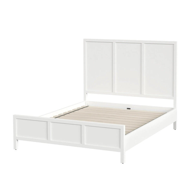 Lit à panneaux de style Shaker en pin naturel avec tête de lit en bois massif Trois coloris au choix
