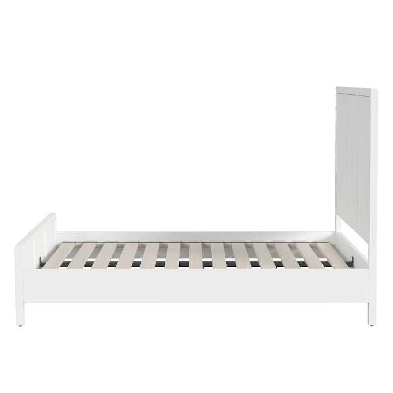 Lit à panneaux de style Shaker en pin naturel avec tête de lit en bois massif Trois coloris au choix