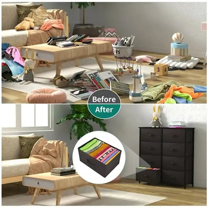 Commode en tissu à 8 tiroirs avec plateau en bois, organisateur de rangement marron, noir et gris