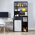 Mini-réfrigérateur de rangement avec étagère supérieure et étagères ouvertes Blanc Noir