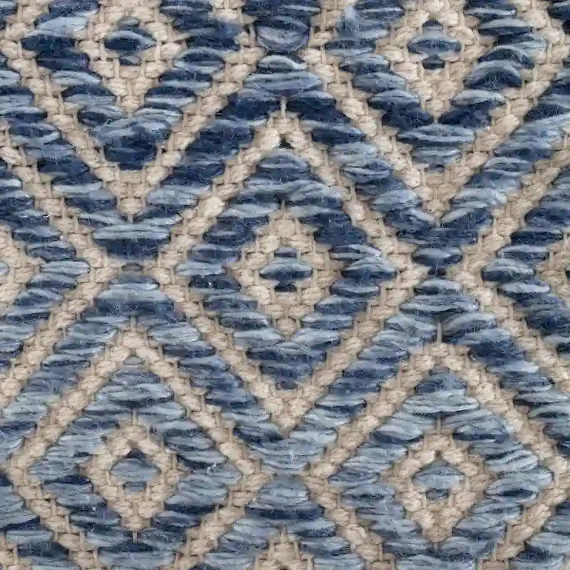 Pouf bohème carré, motif losanges tissé à la main, repose-pieds en mélange de coton beige