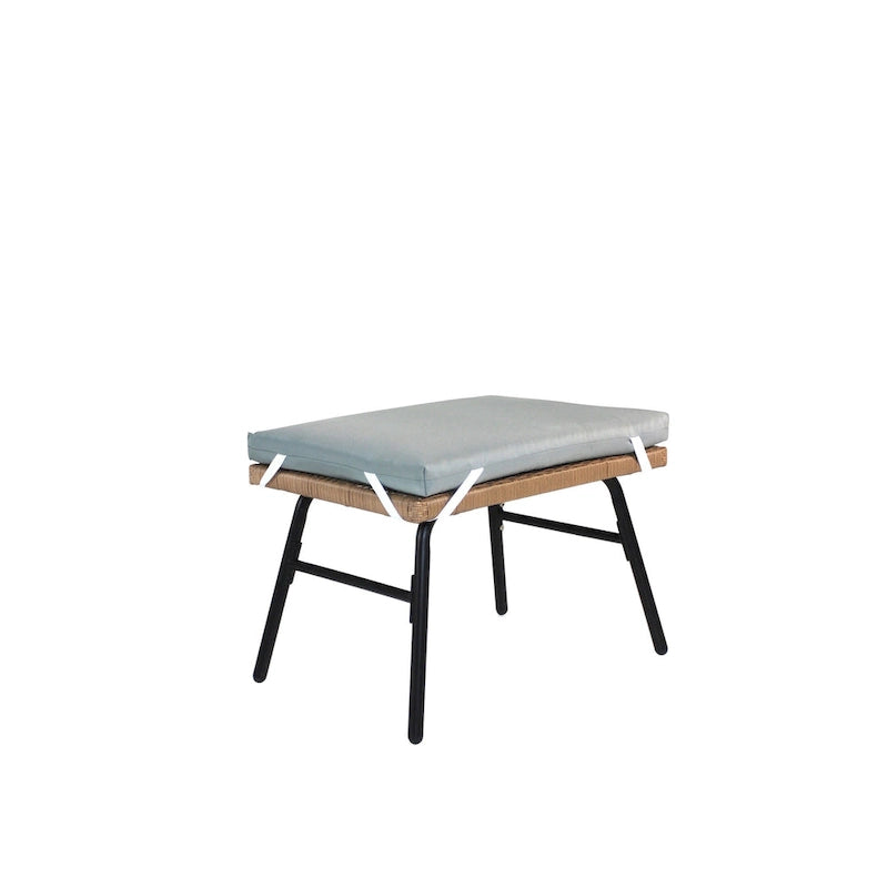 Grand fauteuil œuf en osier de polyéthylène avec coussins gris Bleu Neutre