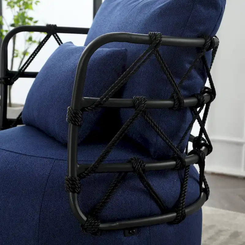 Fauteuil pivotant en lin capitonné avec pied en métal Plusieurs coloris