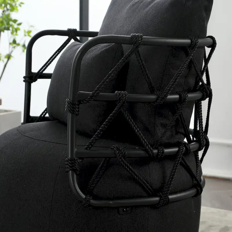 Fauteuil pivotant en lin capitonné avec pied en métal Plusieurs coloris