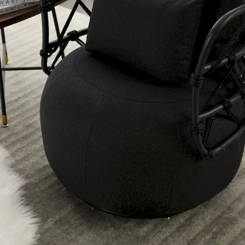 Fauteuil pivotant en lin capitonné avec pied en métal Plusieurs coloris