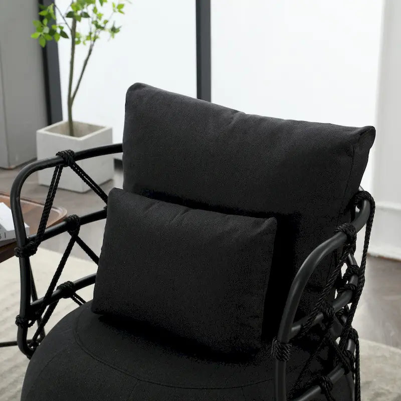 Fauteuil pivotant en lin capitonné avec pied en métal Plusieurs coloris