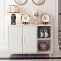 Buffet Armoire en Bois Deux Portes Étagères Ouvertes Rangement Moderne en Bois Manufacturé Blanc Noir