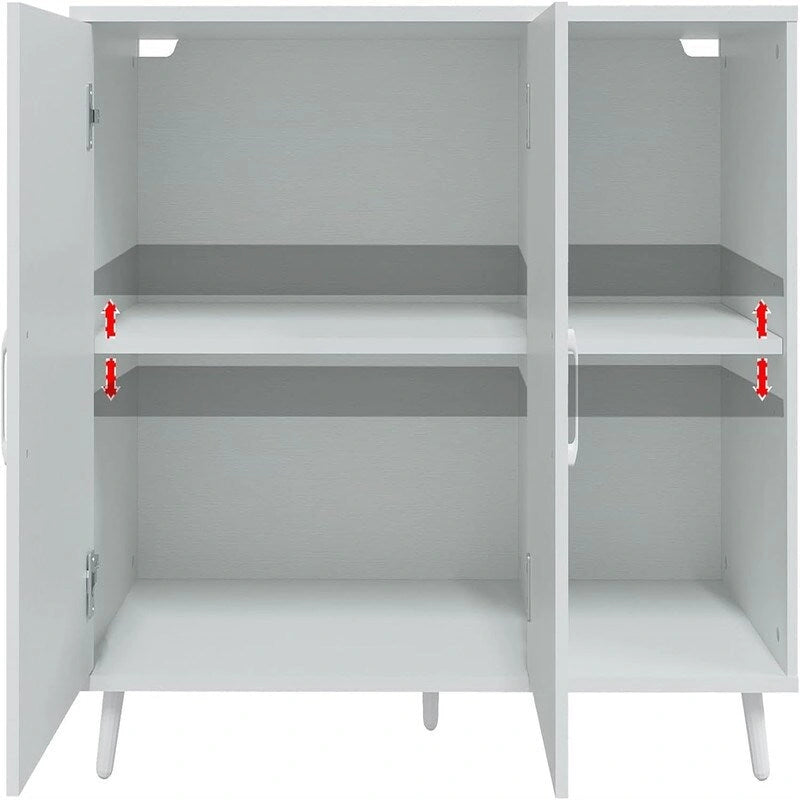 Buffet Armoire en Bois Deux Portes Étagères Ouvertes Rangement Moderne en Bois Manufacturé Blanc Noir