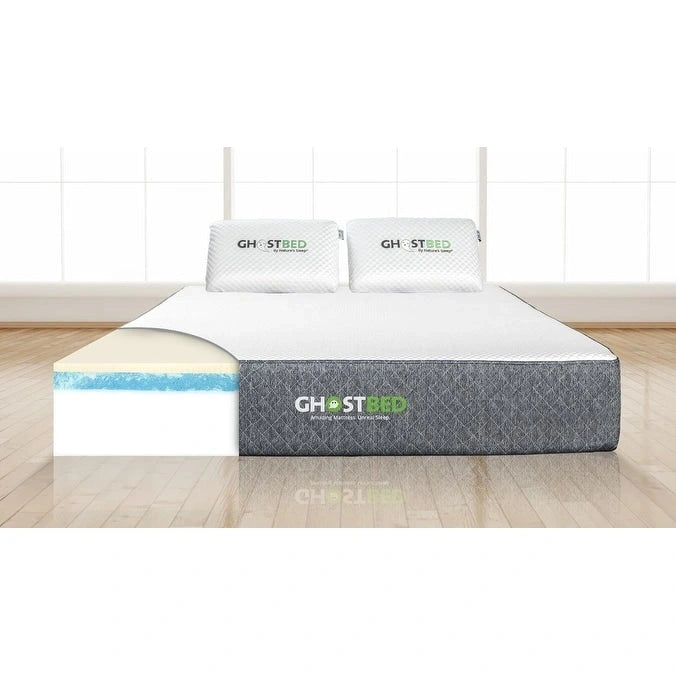 Matelas en mousse à mémoire de forme à gel rafraîchissant de 11 pouces, motif diamant blanc et gris