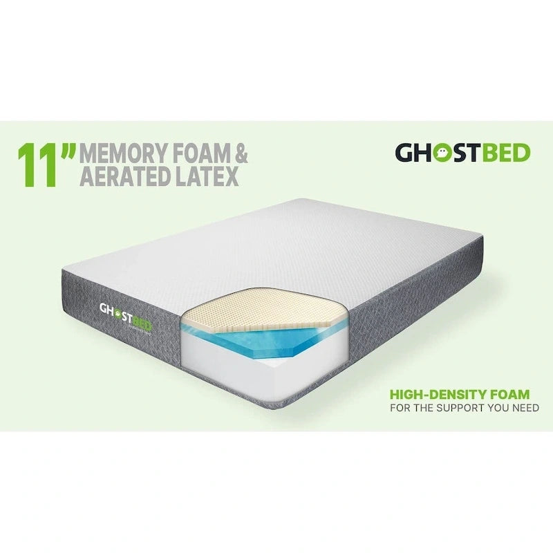 Matelas en mousse à mémoire de forme à gel rafraîchissant de 11 pouces, motif diamant blanc et gris