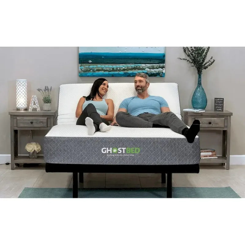 Matelas en mousse à mémoire de forme à gel rafraîchissant de 11 pouces, motif diamant blanc et gris