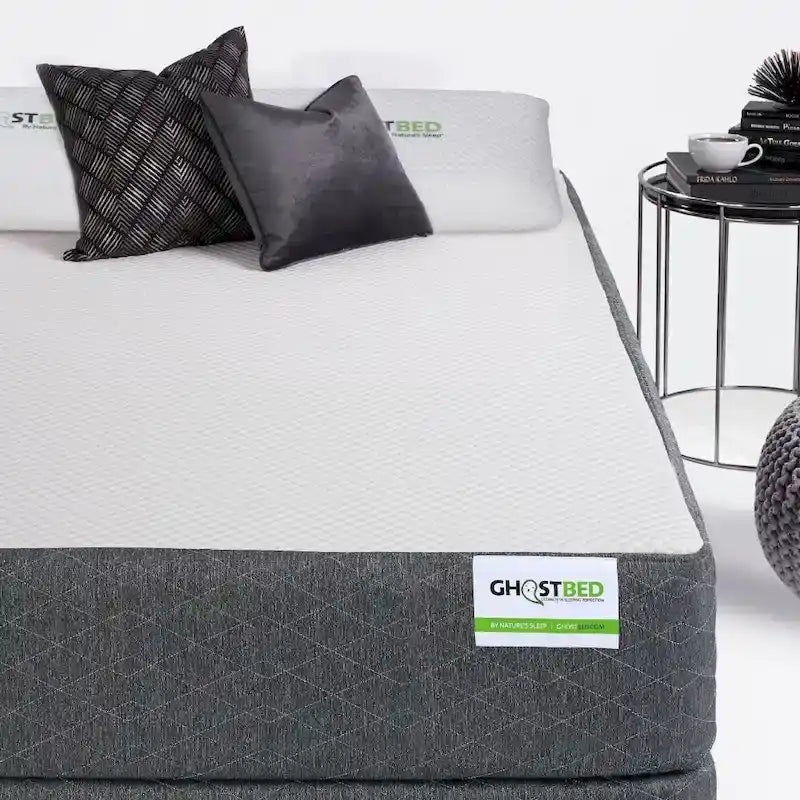 Matelas en mousse à mémoire de forme à gel rafraîchissant de 11 pouces, motif diamant blanc et gris