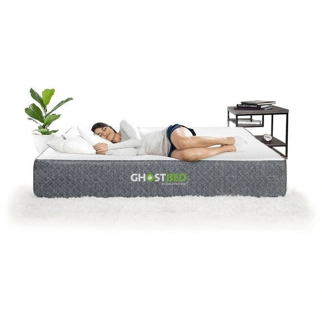 Matelas en mousse à mémoire de forme à gel rafraîchissant de 11 pouces, motif diamant blanc et gris