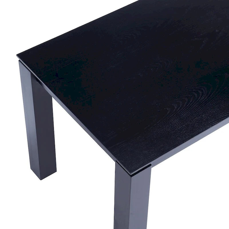 Table à manger rectangulaire en bois de frêne massif style industriel chic beige noir