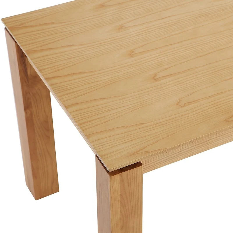 Table à manger rectangulaire en bois de frêne massif style industriel chic beige noir