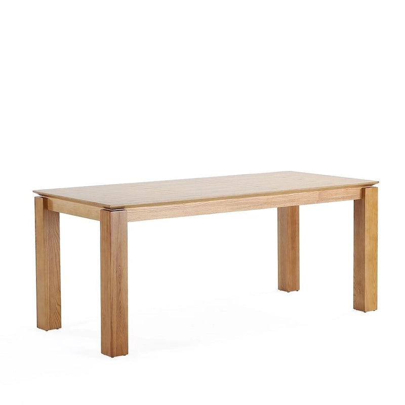 Table à manger rectangulaire en bois de frêne massif style industriel chic beige noir