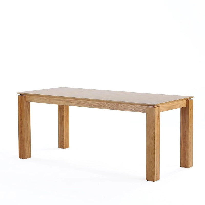 Table à manger rectangulaire en bois de frêne massif style industriel chic beige noir