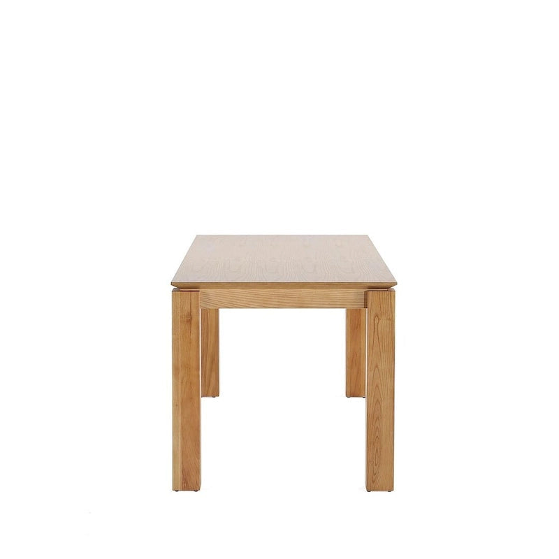 Table à manger rectangulaire en bois de frêne massif style industriel chic beige noir
