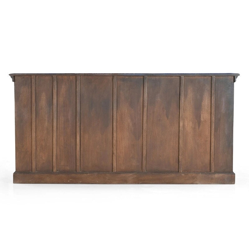 Buffet bahut industriel, vintage, rustique en bois recyclé bleu, à quatre portes