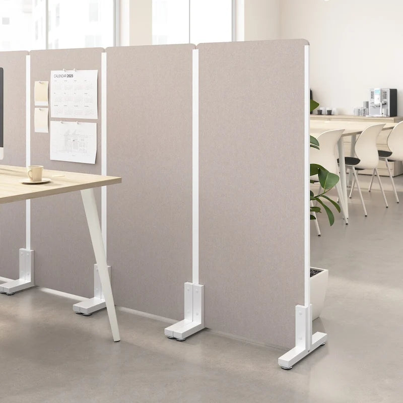 Écran de séparation autoportant pour bureau acoustique Beige chaud Anthracite froid