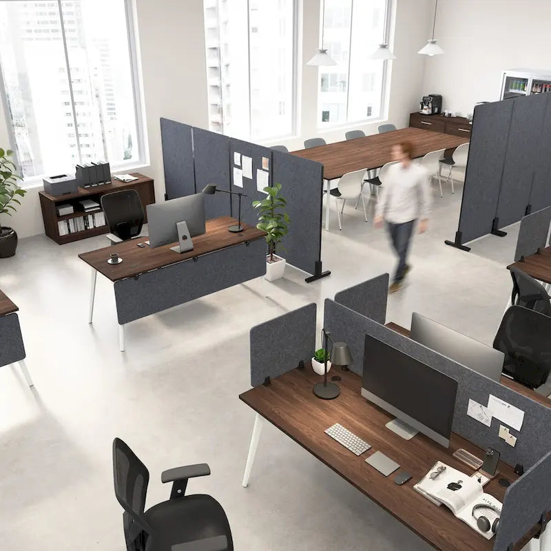 Écran de séparation autoportant pour bureau acoustique Beige chaud Anthracite froid