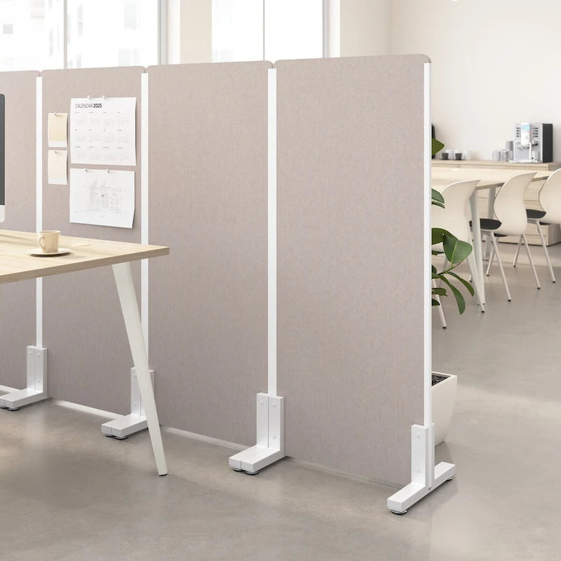 Écran de séparation autoportant pour bureau acoustique Beige chaud Anthracite froid