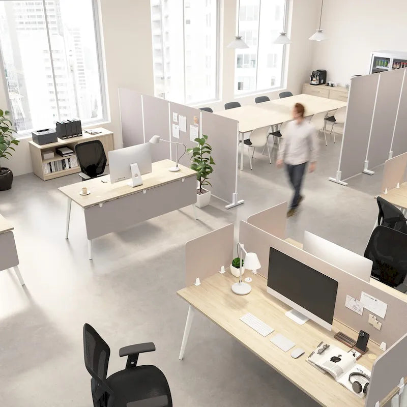 Écran de séparation autoportant pour bureau acoustique Beige chaud Anthracite froid